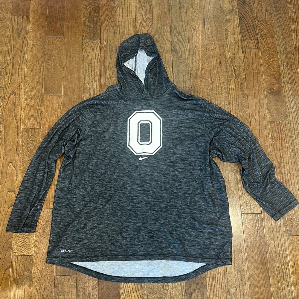 Nike dry-fit Ohio state hoodie- athletic cut. Heather Black with white. 3XL